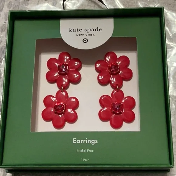Kate Spade Red Flower 🌸 Target collab earrings - Picture 2 of 4